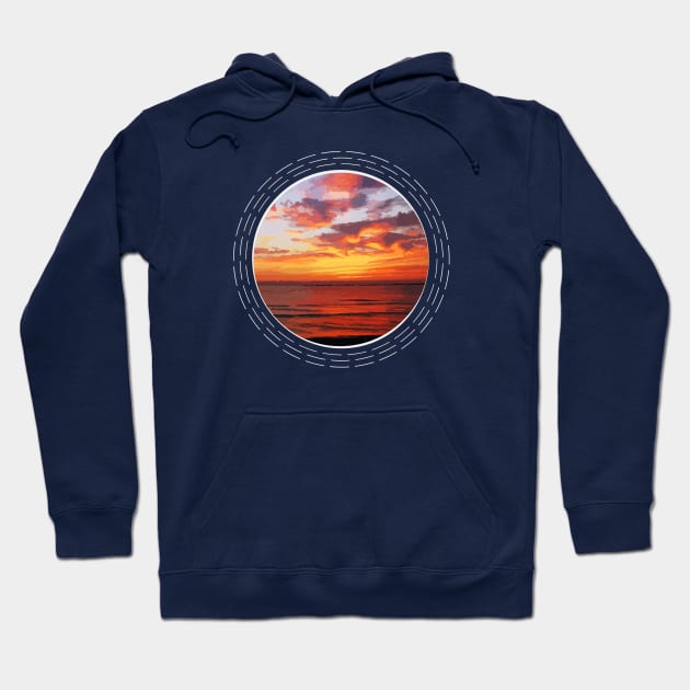 Sunset to Twilight Over The Ocean Abstract Nature Art Hoodie by Insightly Designs